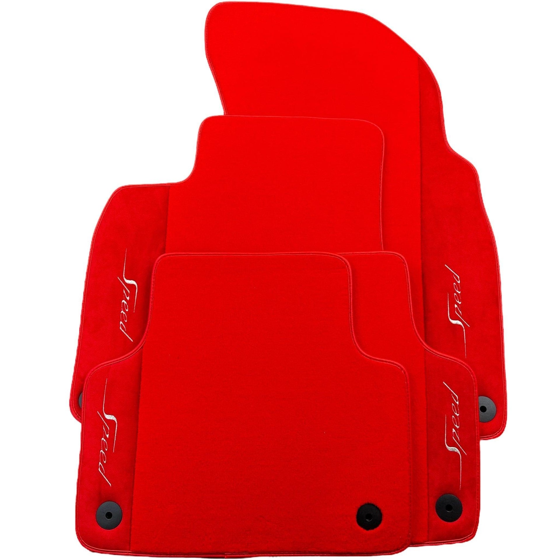 Red Floor Mats For Bentley Flying Spur (2013-2019) with Alcantara Leather - AutoWin