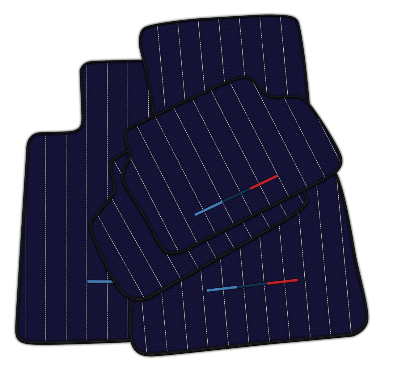 Dark Blue Leather Floor Mats for BMW G20 4-door Sedan (2019-2024) with Line Pattern