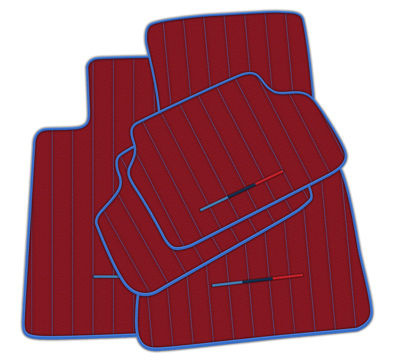 Red Leather Floor Mats for BMW G20 4-door Sedan (2019-2024) with Line Pattern