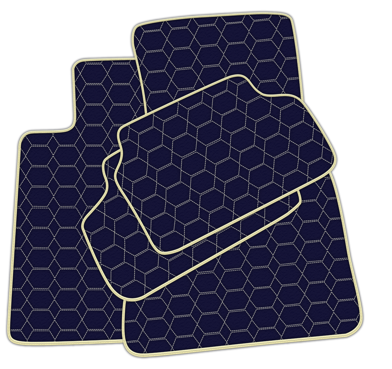 Dark Blue Leather Floor Mats for BMW G20 4-door Sedan (2019-2024) with Hexagon Hex Pattern