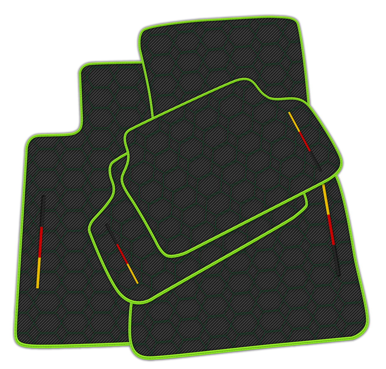 Carbon Fiber Black Floor Mats for BMW G20 4-door Sedan (2019-2024) with Hexagon Hex Pattern