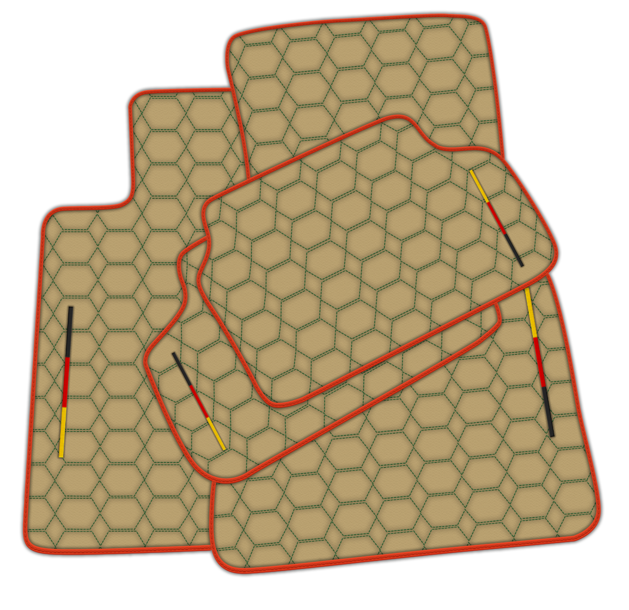 Beige Leather Floor Mats for BMW G20 4-door Sedan (2019-2024) with Hexagon Hex Pattern