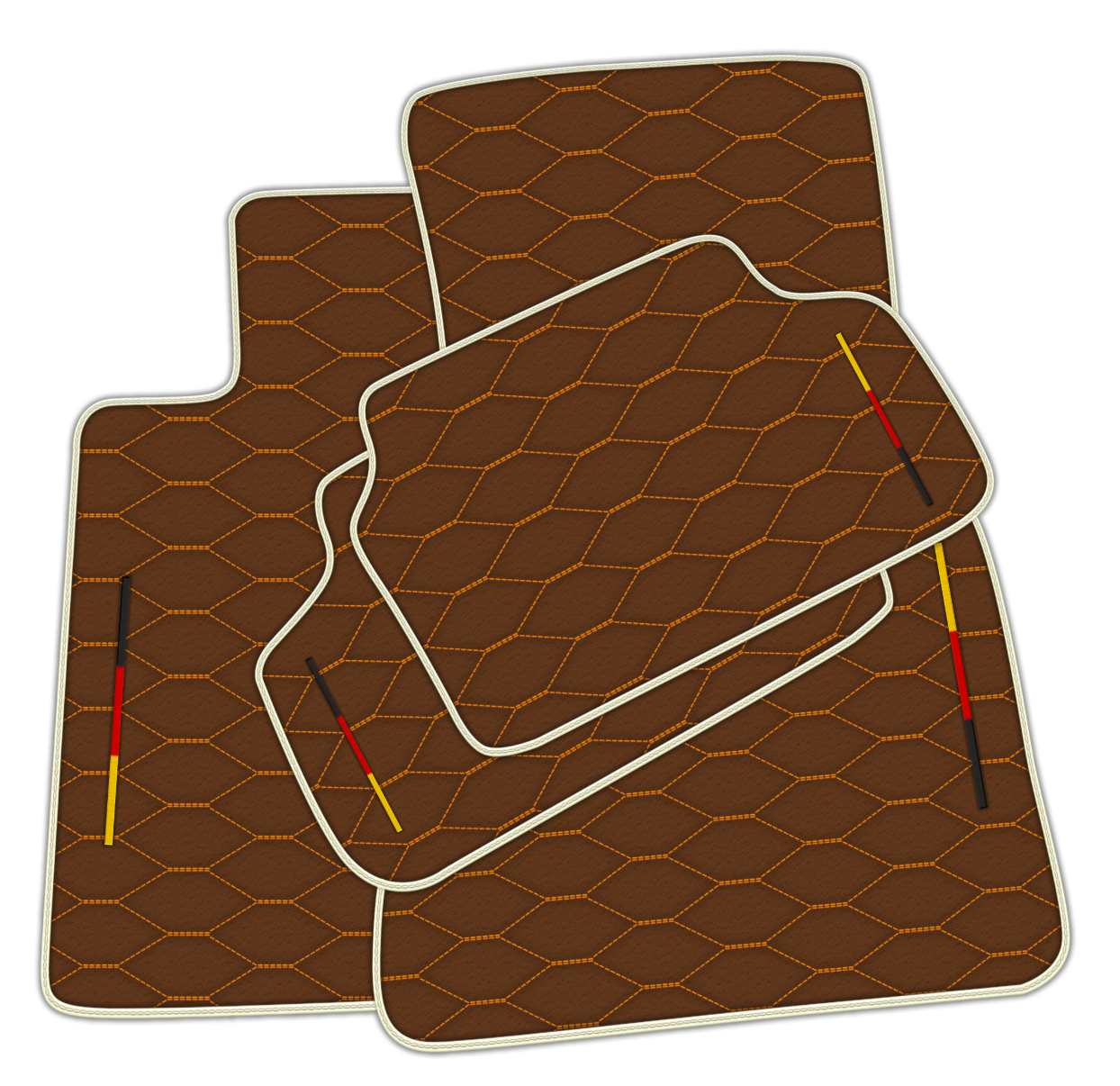 Brown Leather Floor Mats for BMW G20 4-door Sedan (2019-2024) with Viper Hex Pattern