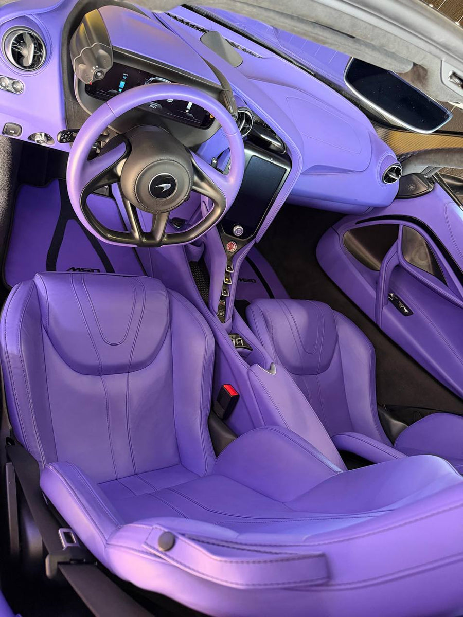 Tapetes de couro roxos com padrão A1 para McLaren 750S (2023-2026)