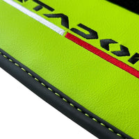 Black Floor Mats for Lamborghini Aventador with Green Leather - AutoWin