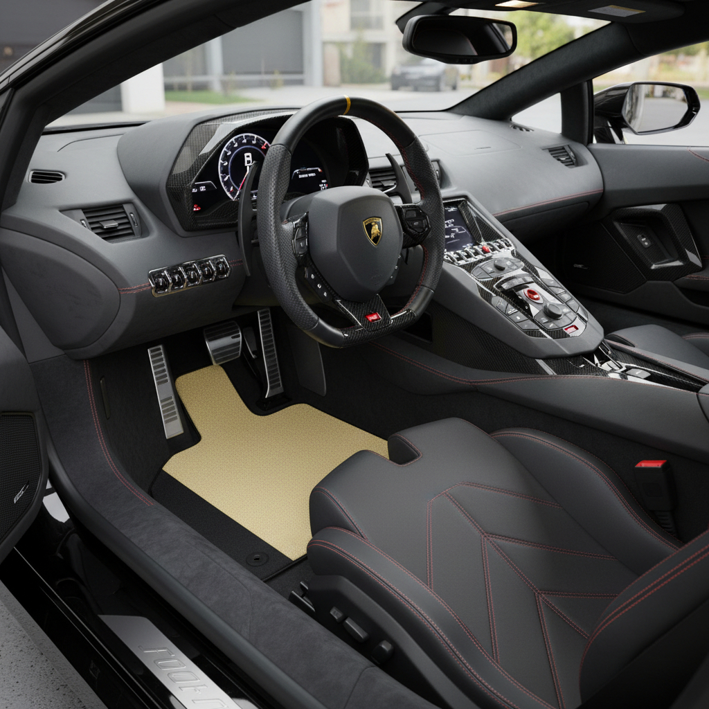 Customizable Leather Floor Mats with Raptor Hex Pattern for Lamborghini Aventador (2012-2022) - AutoWin
