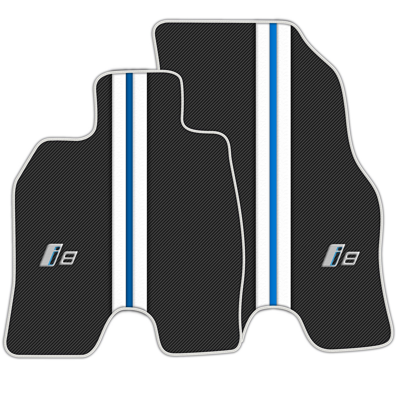 Carbon Leather Floor Mats for BMW i8 Series L12 L15 -White Trim