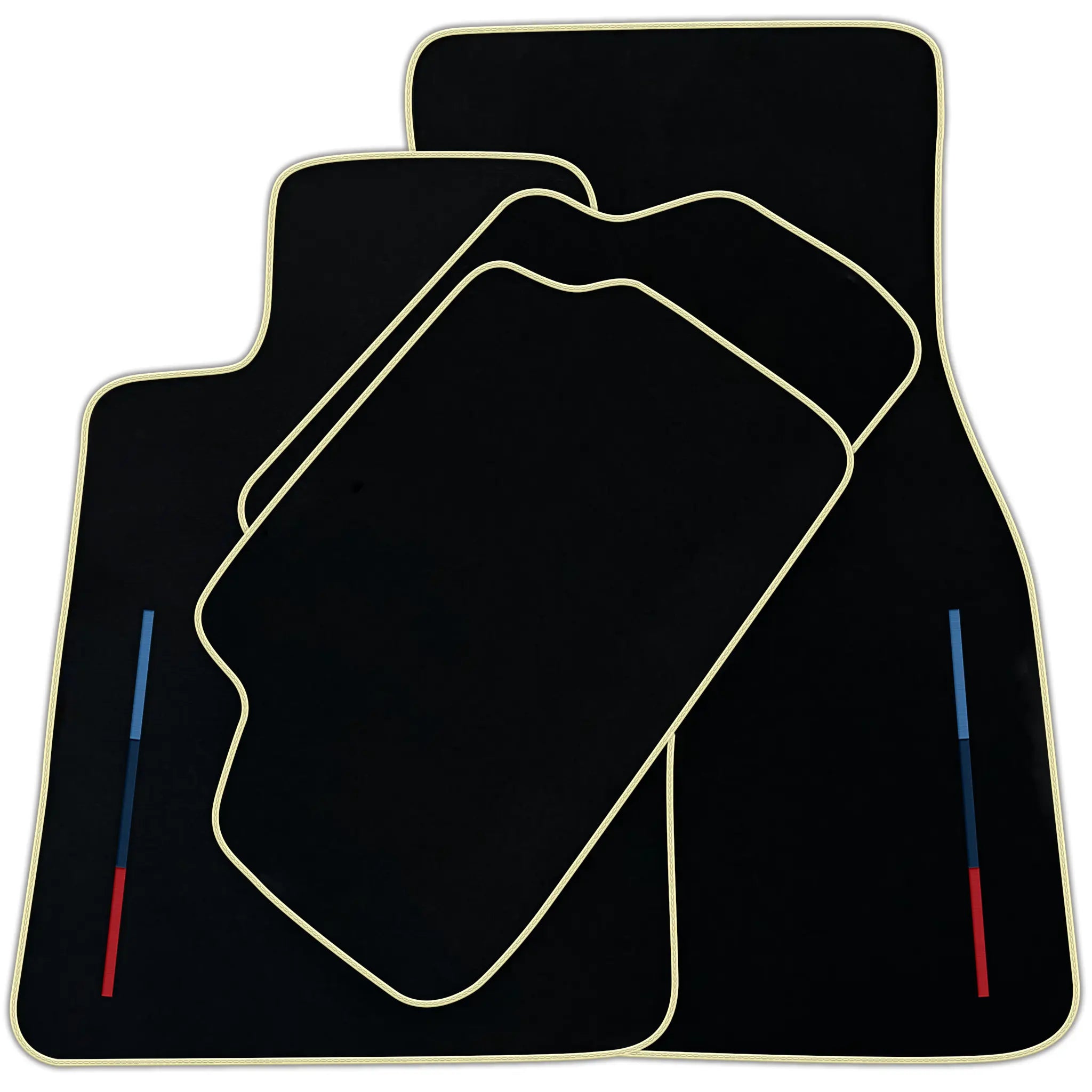 Black Floor Mats For BMW 3 Series E36 4-door Sedan With 3 Color Stripes Tailored Set Perfect Fit | Various Trim Colors