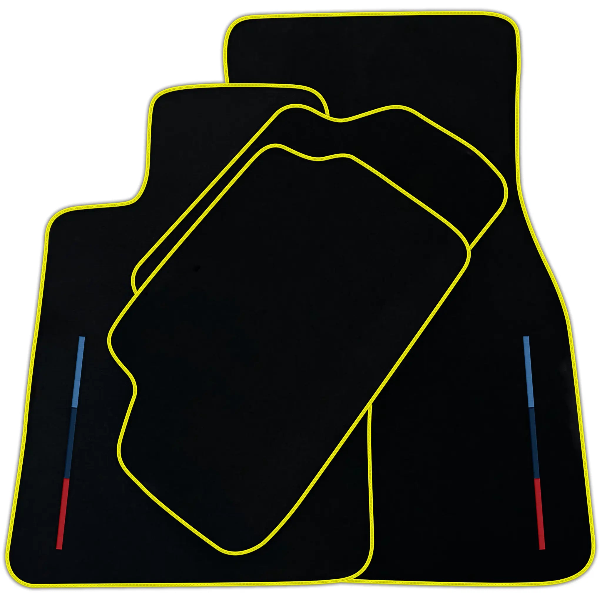 Black Floor Mats For BMW 3 Series E36 4-door Sedan With 3 Color Stripes Tailored Set Perfect Fit | Various Trim Colors