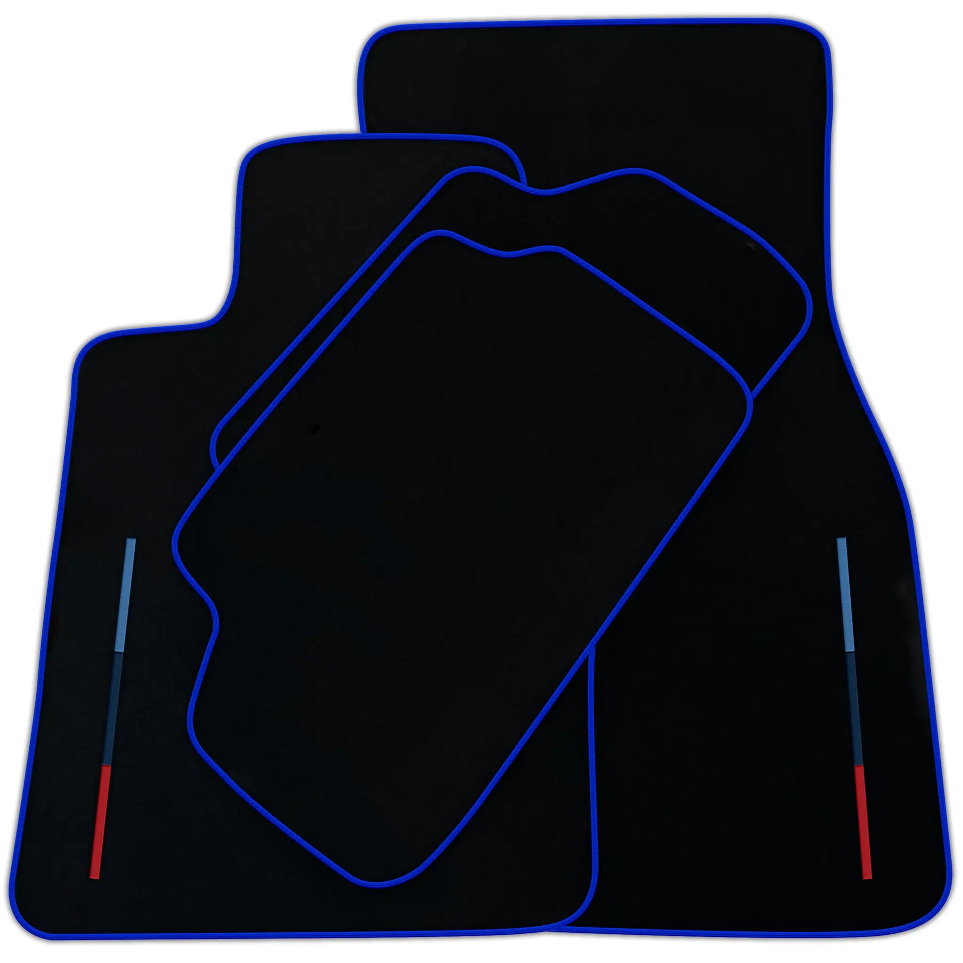 Black Floor Mats For BMW 5 Series E28 Sedan With 3 Color Stripes Tailored Set Perfect Fit | Various Trim Colors