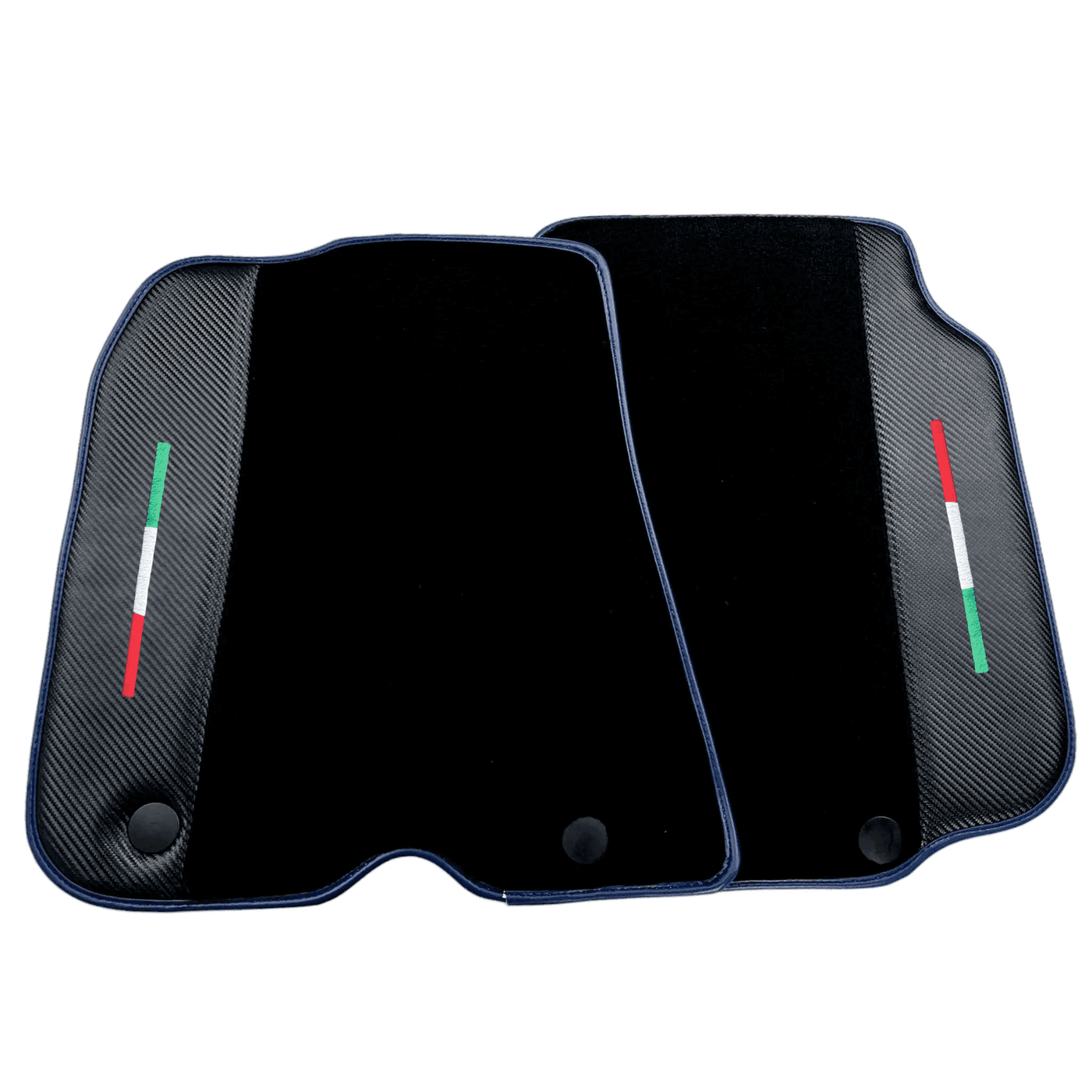 Black Floor Mats for Ferrari 812 Superfast (2018-2023) with Carbon Leather | Blue Trim - AutoWin