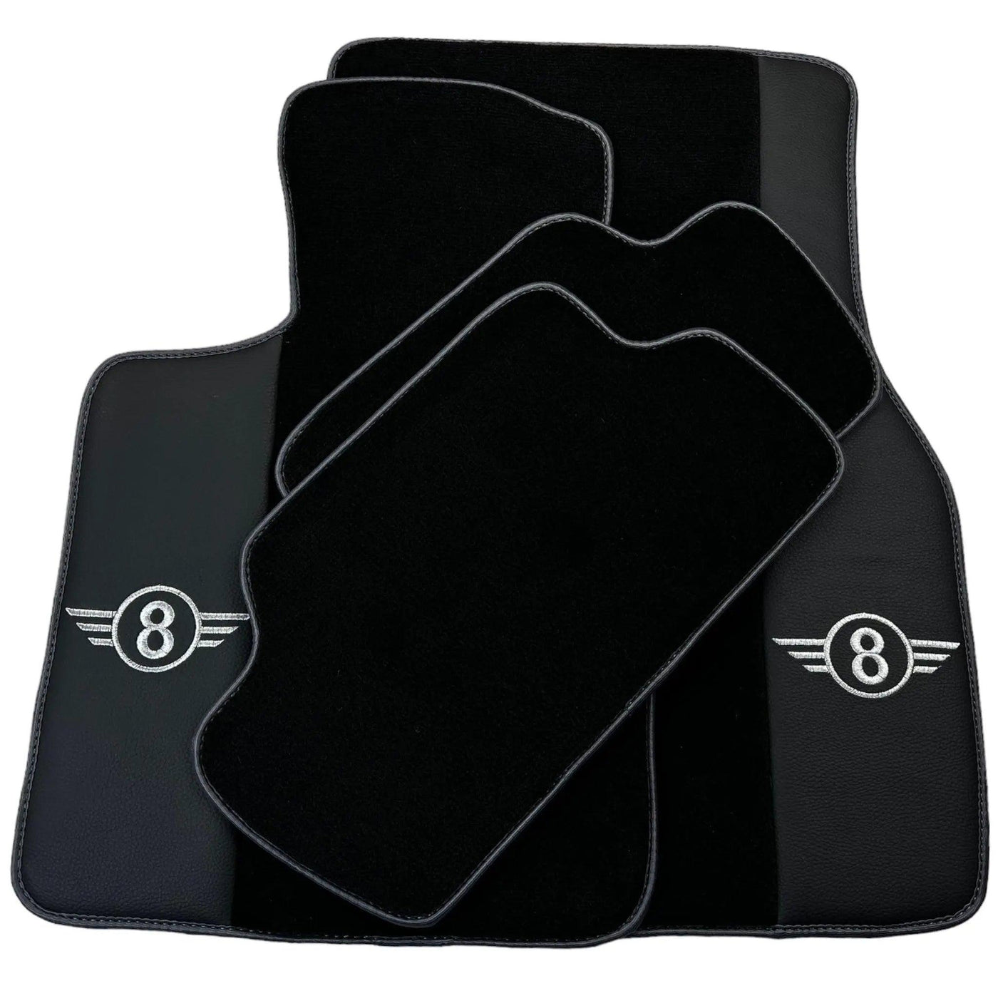 Black Floor Mats for Mini Cabrio F57 Convertible (2016-2023) with Gray Trim - AutoWin