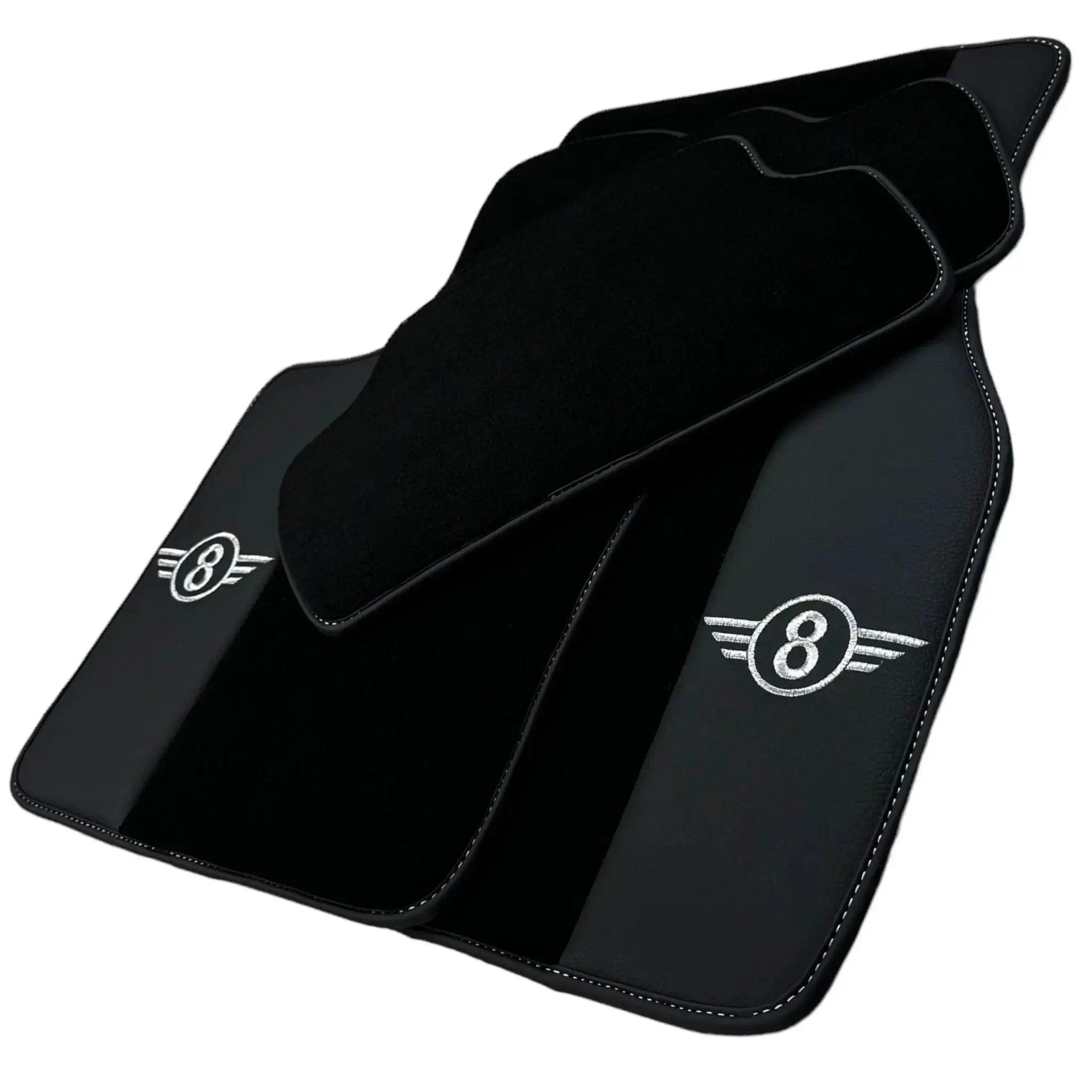 Black Floor Mats for Mini Cabrio F57 Convertible (2016-2023) with Leather - AutoWin