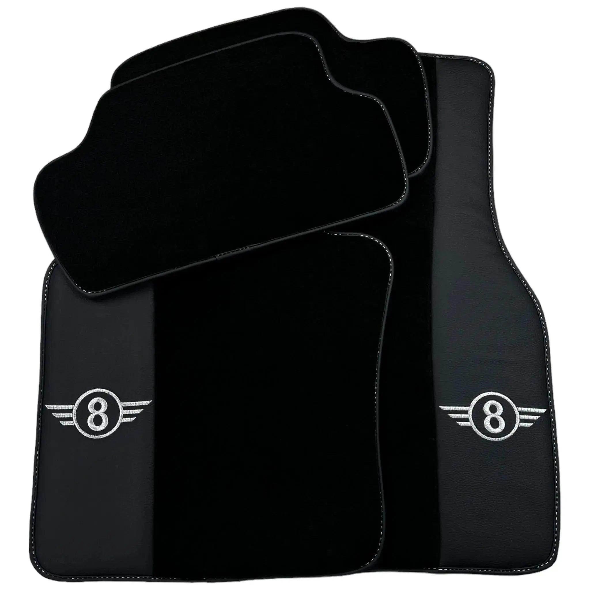Black Floor Mats for Mini Cabrio R57 Convertible (2009-2016) with Leather - AutoWin