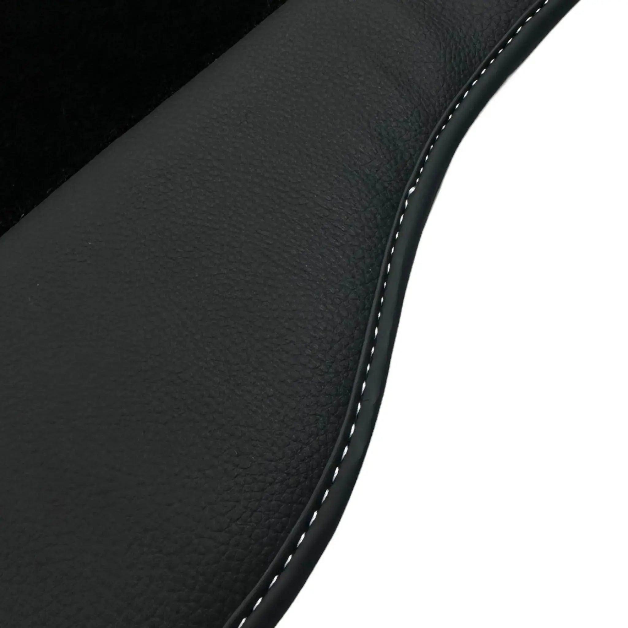 Black Floor Mats for Mini Cabrio R57 Convertible (2009-2016) with Leather - AutoWin