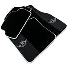 Black Floor Mats for Mini Clubman F54 (2019-2023) with Leather | White Trim - AutoWin
