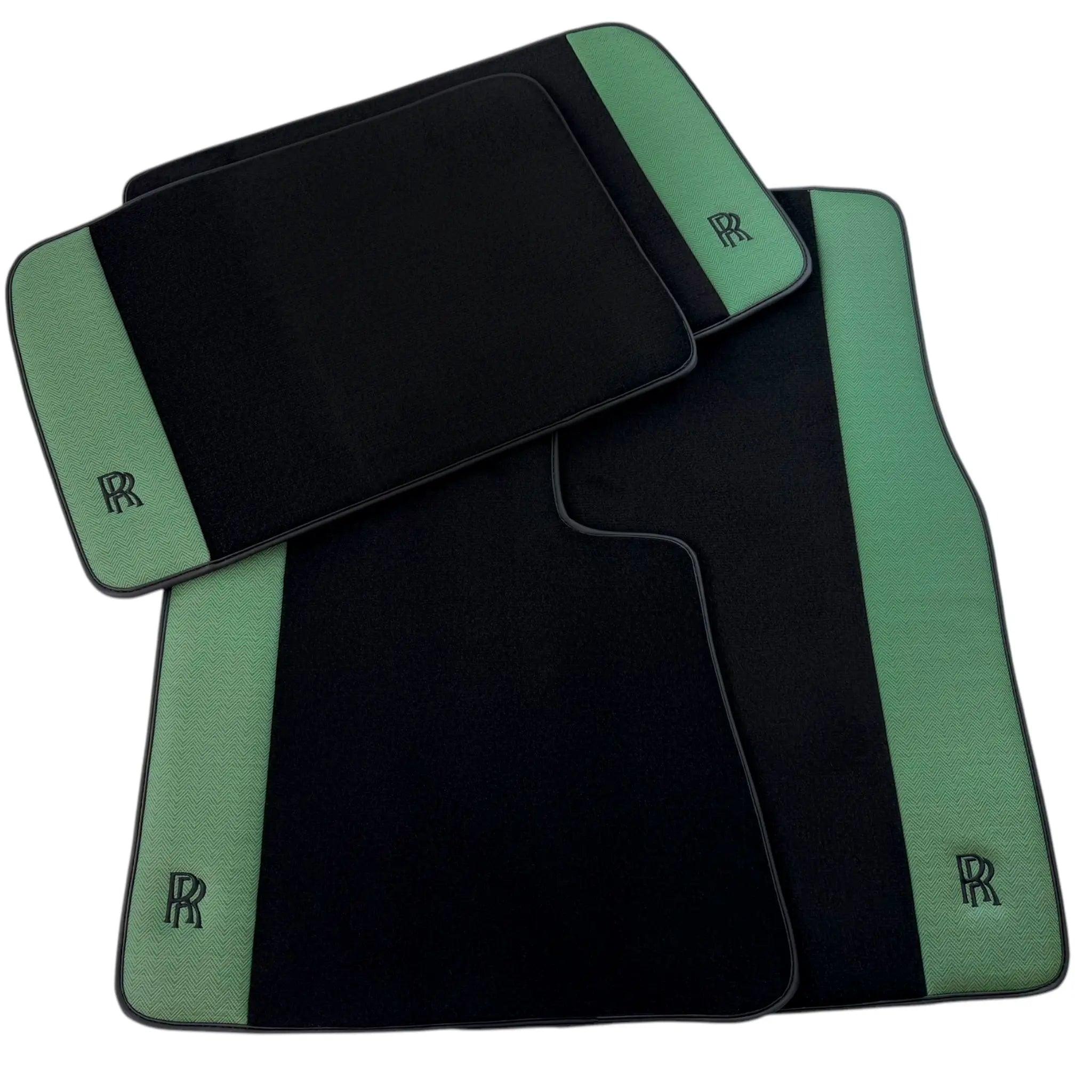Black Floor Mats for Rolls Royce Phantom VIII (2017-2024) with Green Leather