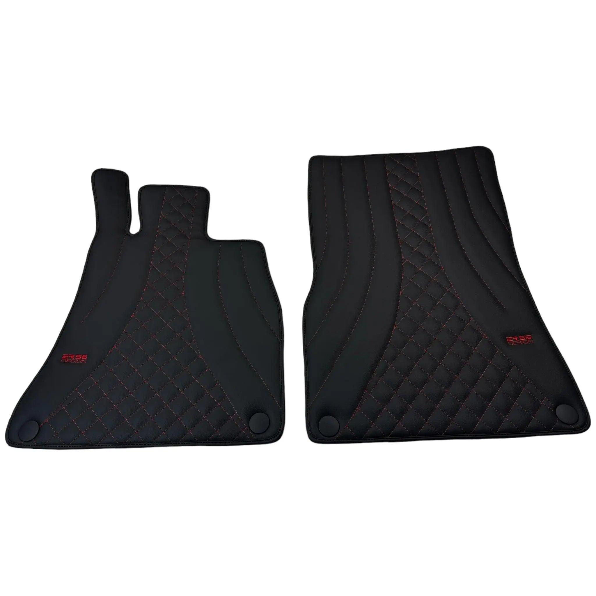 Black Leather Floor Mats For Mercedes Benz A-Class W177 Hybrid (2019-2023) | ER56 Design - AutoWin