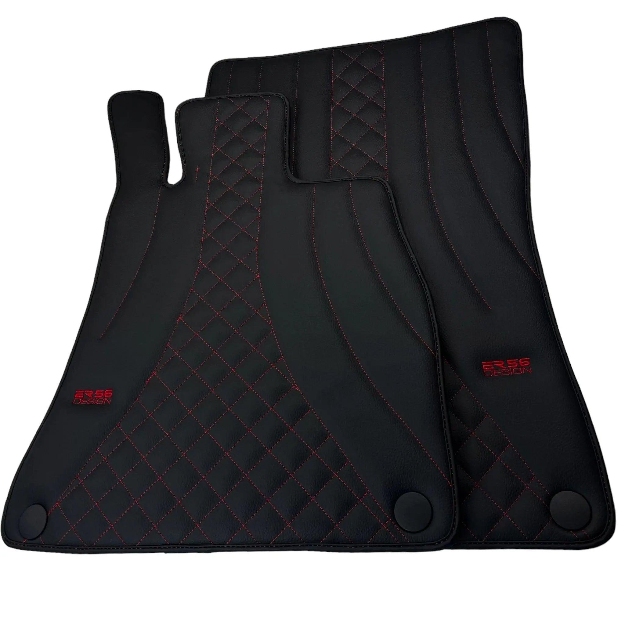 Black Leather Floor Mats For Mercedes Benz B-Class W247 (2019-2023) | ER56 Design - AutoWin