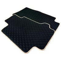 Black Stitched Leather Floor Mats for Maserati GranTurismo MC Stradale (2011-2015) | Beige Trim - AutoWin
