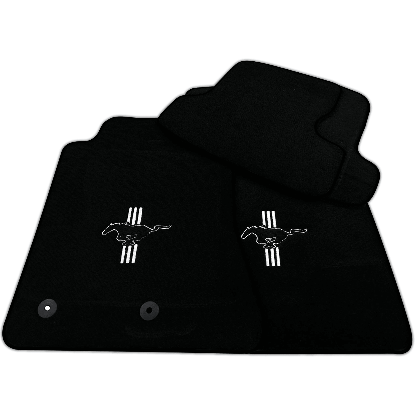 Black Floor Mats For Ford Mustang VI (2015-2023) with Pony | Various Trim Colors