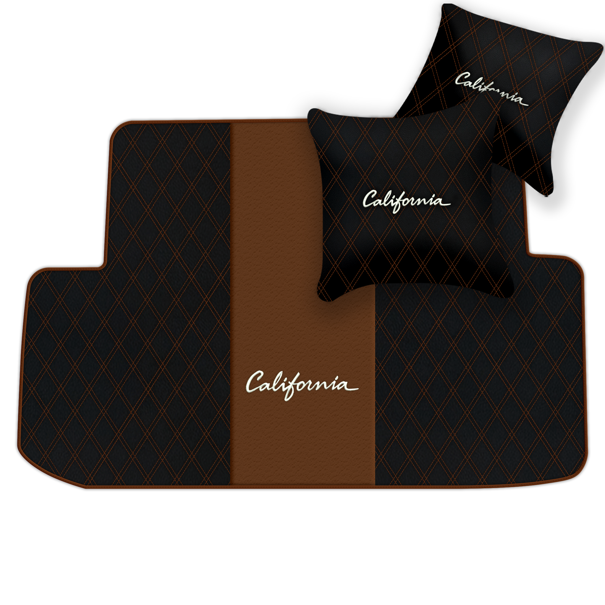 Orange Stitching Black Leather Floor Mats for Lamborghini Urus