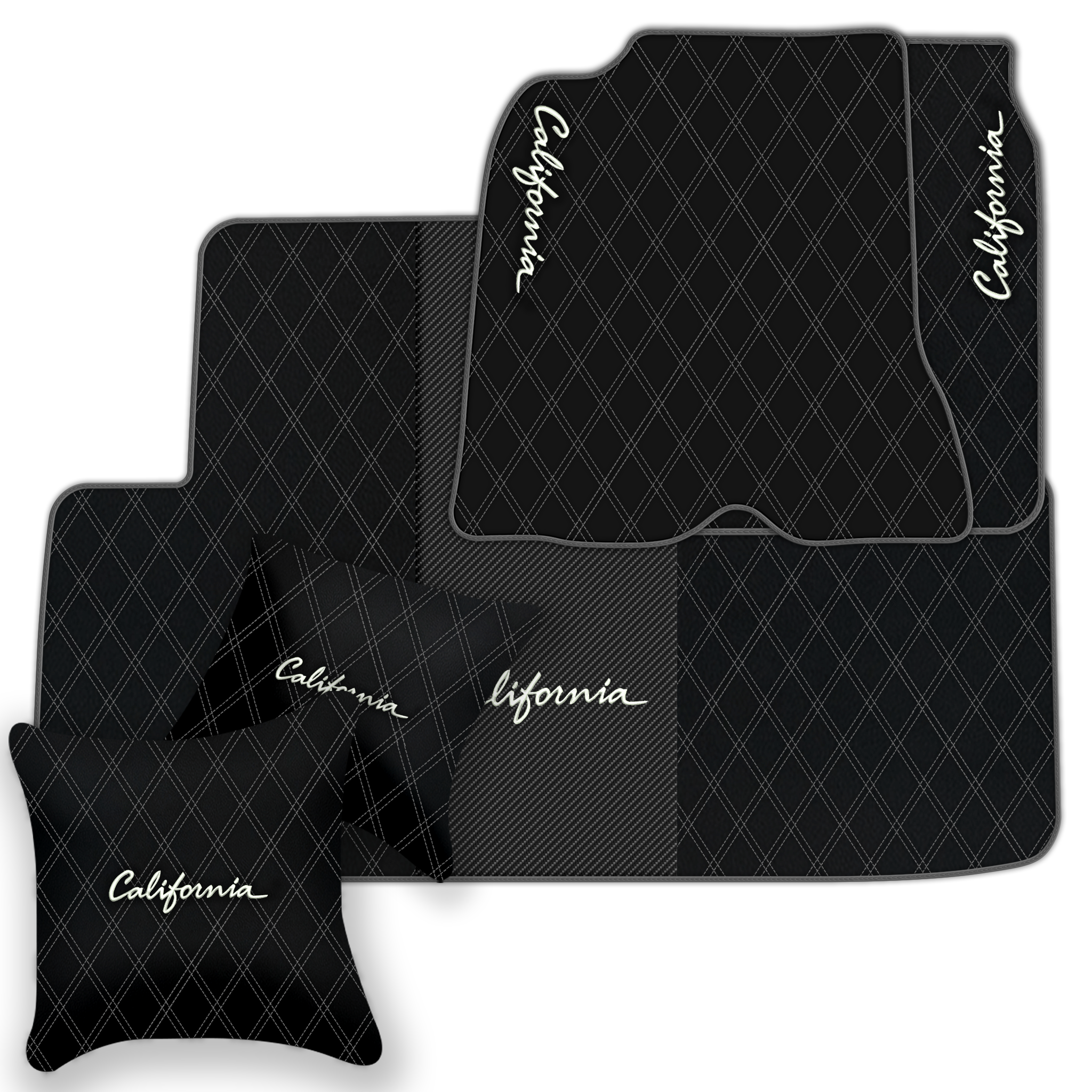 Orange Stitching Black Leather Floor Mats for Lamborghini Urus
