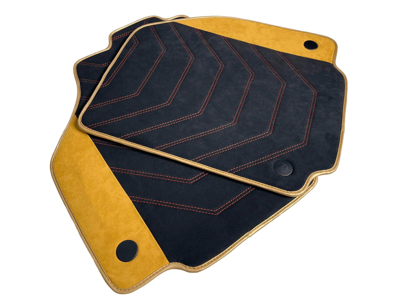 Customizable Black Floor Mats for Ferrari 458 GT2 (2012-2015) with Tan Alcantara Leather - AutoWin