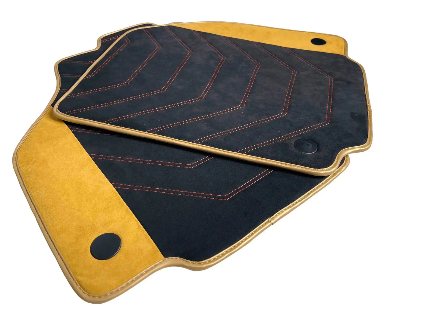 Customizable Black Floor Mats for Ferrari F8 Tributo (2019-2023) with Tan Alcantara Leather