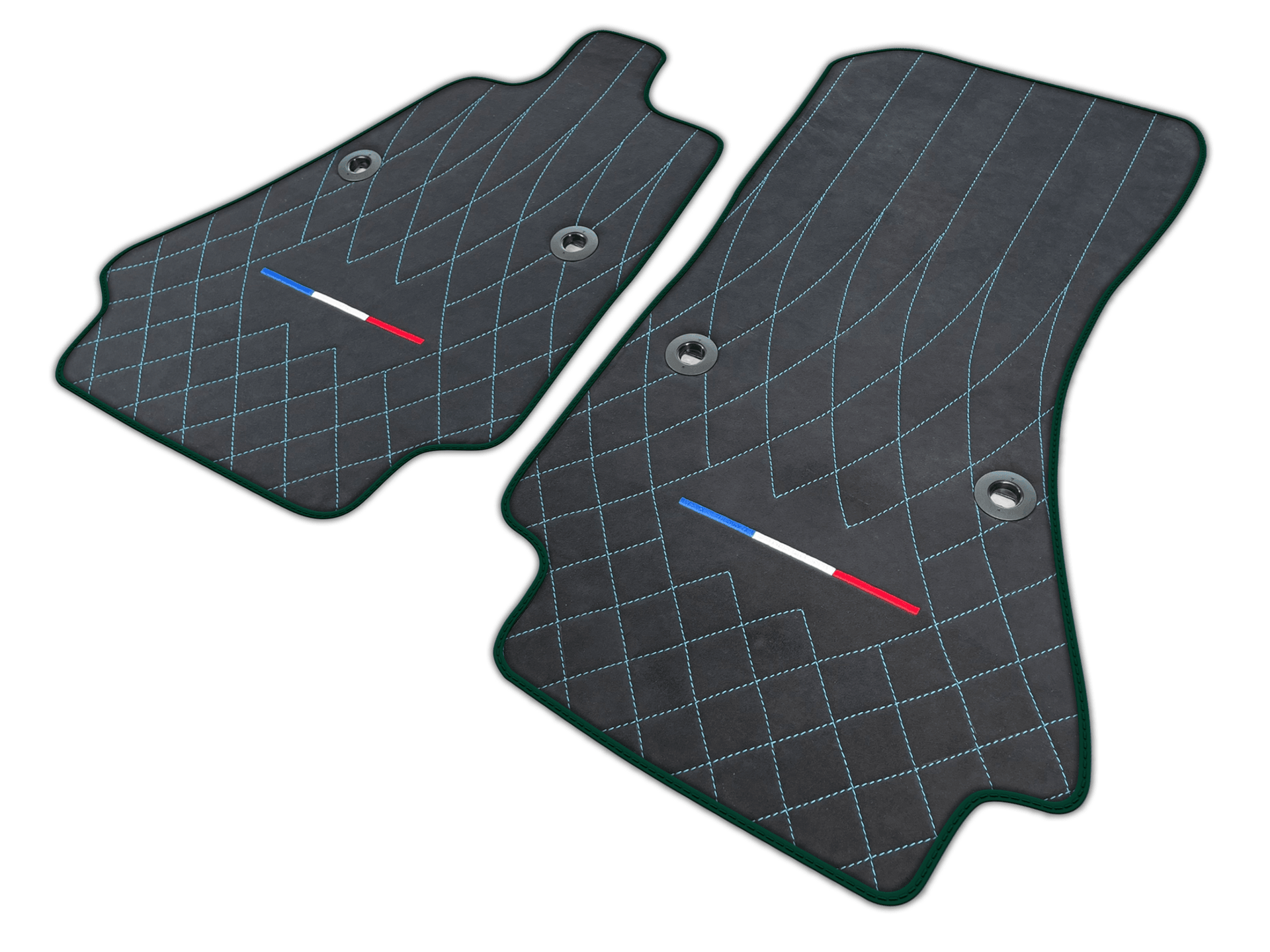 Alcantara Leather Black Floor Mats for Bugatti Chiron with FR Flag | Various Trim Colors