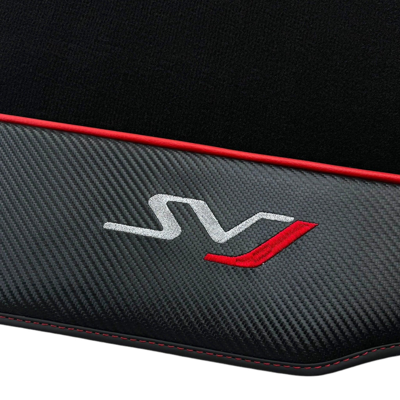 Black Floor Mats for Lamborghini Aventador SVJ with Carbon Fiber - AutoWin