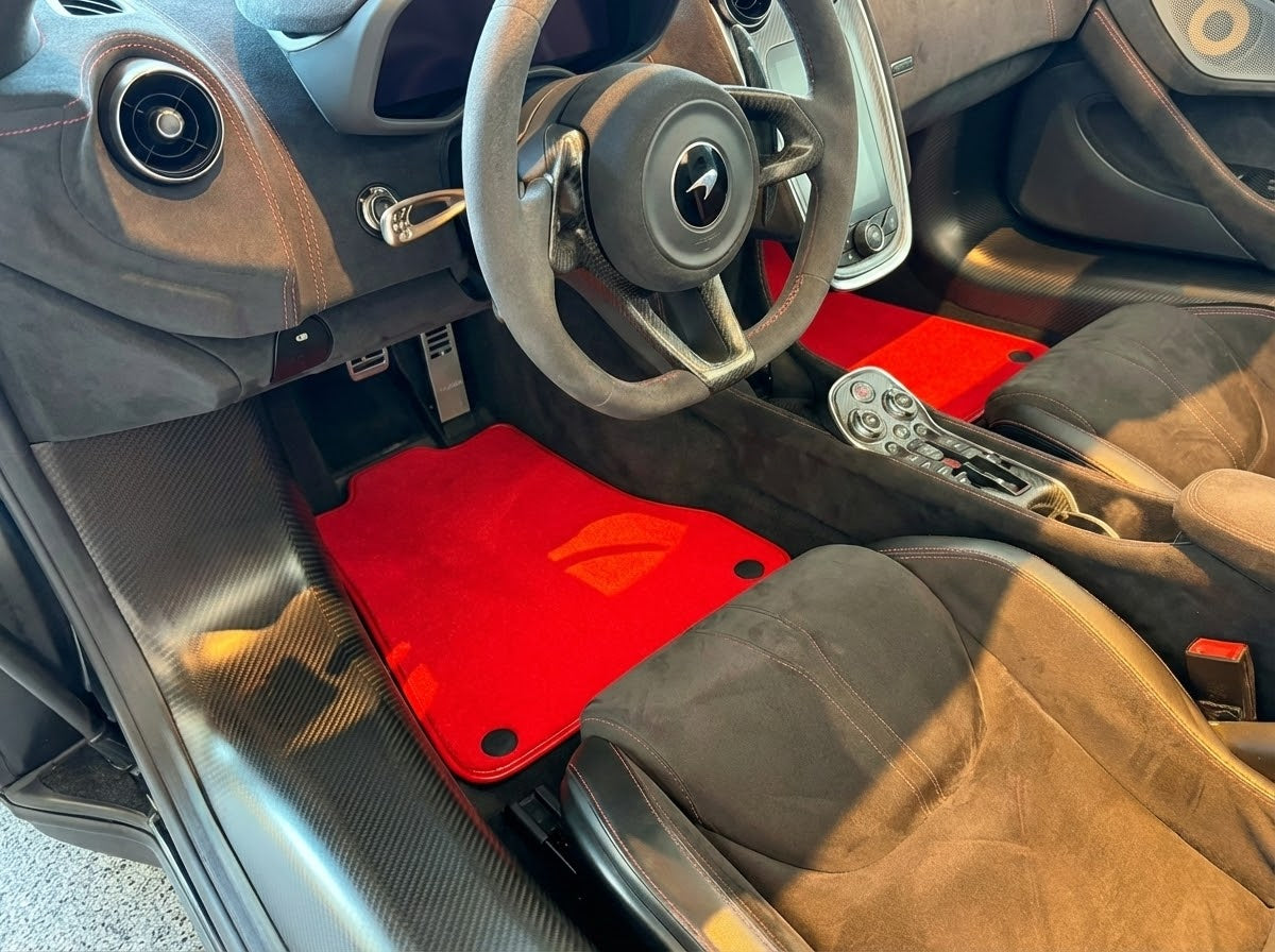 Customizable Leather Floor Mats with Triangle Pattern for McLaren 600LT (2018-2020) - AutoWin