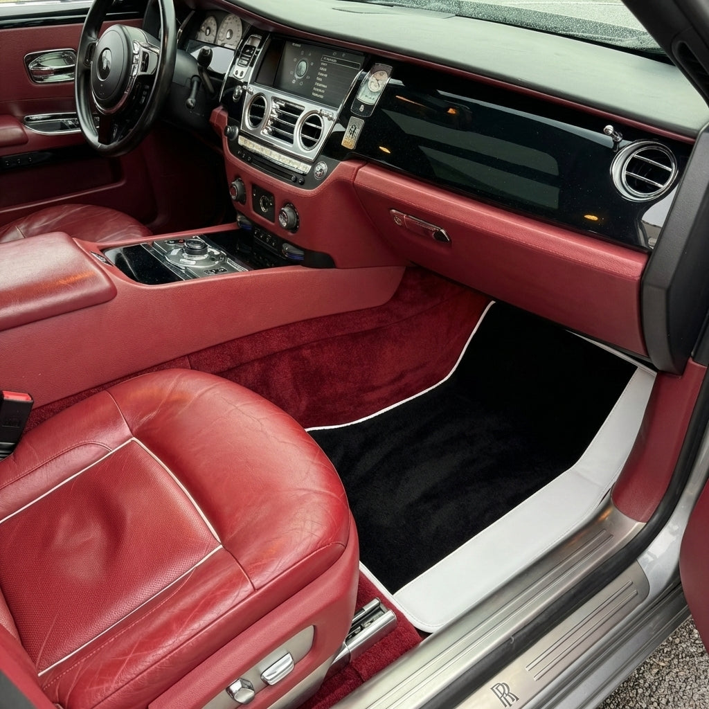 Customizable Floor Mats From Carpet With Leather for Rolls-Royce Ghost Series II (2021–2024) - AutoWin