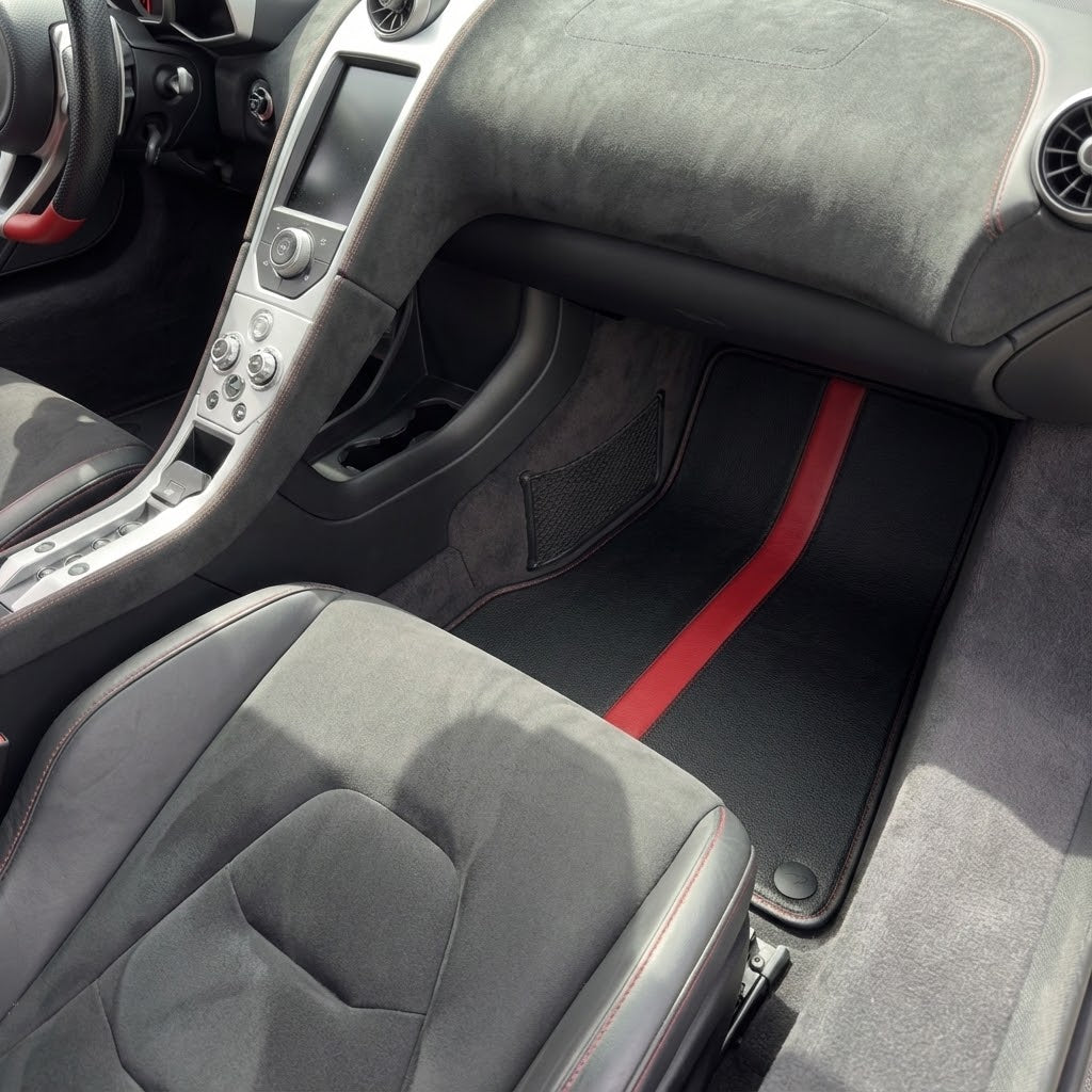 Customizable Leather Floor Mats with Square Pattern for McLaren MP4-12C (2011–2014) - AutoWin
