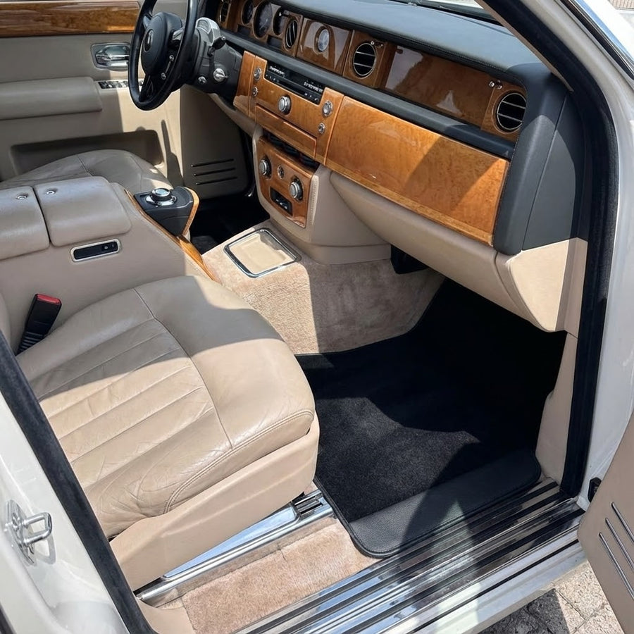 Tapetes personalizados para Rolls Royce Phantom Drophead Coupe com couro preto