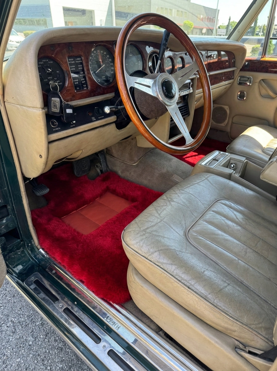 Tapetes Automotivos de Pele de Ovelha Vermelha Para Rolls Royce Wraith 2013–2023 Er56 Design