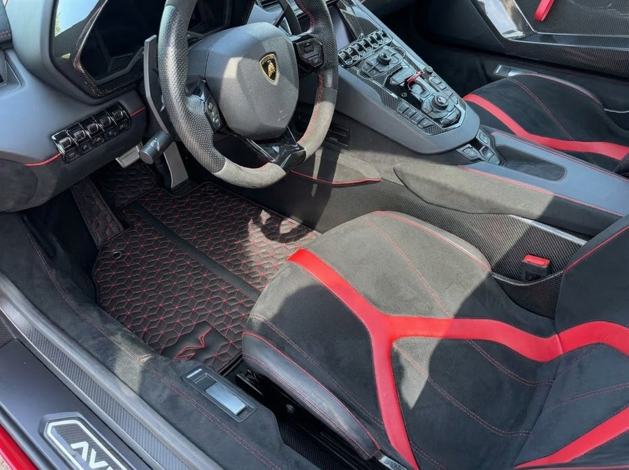 Tapetes de Couro para Lamborghini Aventador SV | Costura