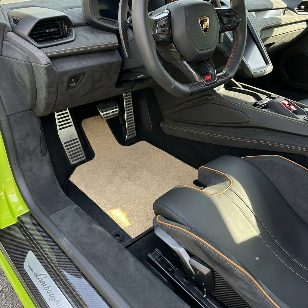 Customizable Leather Floor Mats with Line Pattern for Lamborghini Temerario (2025-2026) - AutoWin
