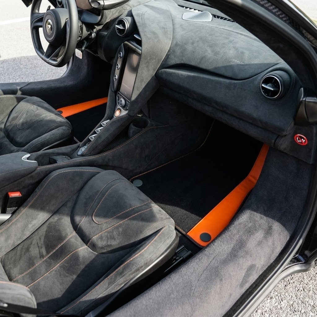Customizable Leather Floor Mats with Symmetrical Hex Pattern for McLaren 750S (2023-2025) - AutoWin