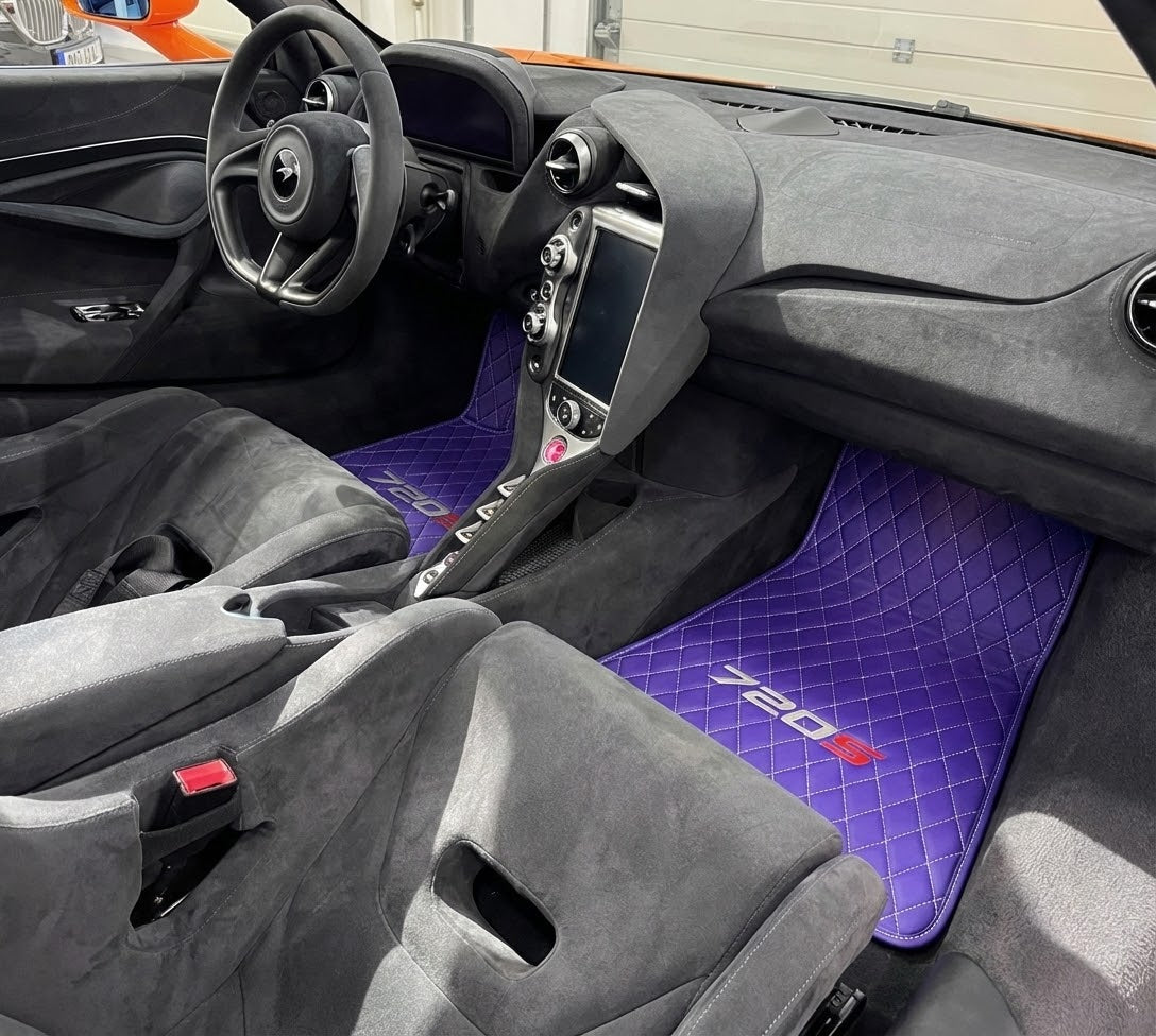 Customizable Leather Floor Mats with Triangle Pattern for McLaren 720S (2017-2021) - AutoWin