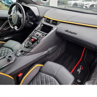 Black Floor Mats for Lamborghini Aventador SVJ with Alcantara Leather