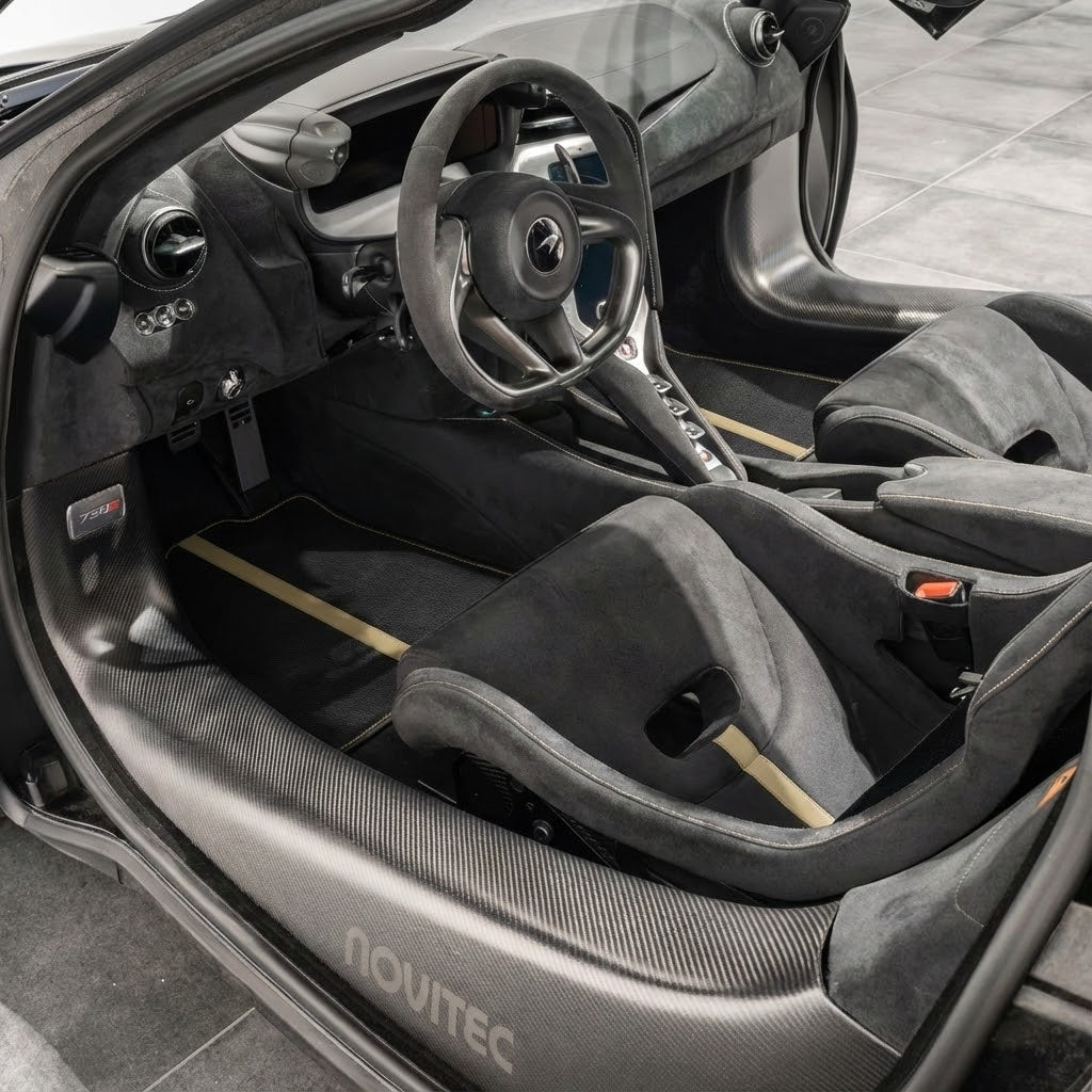 Customizable Leather Floor Mats with Symmetrical Hex Pattern for McLaren 750S (2023-2025) - AutoWin
