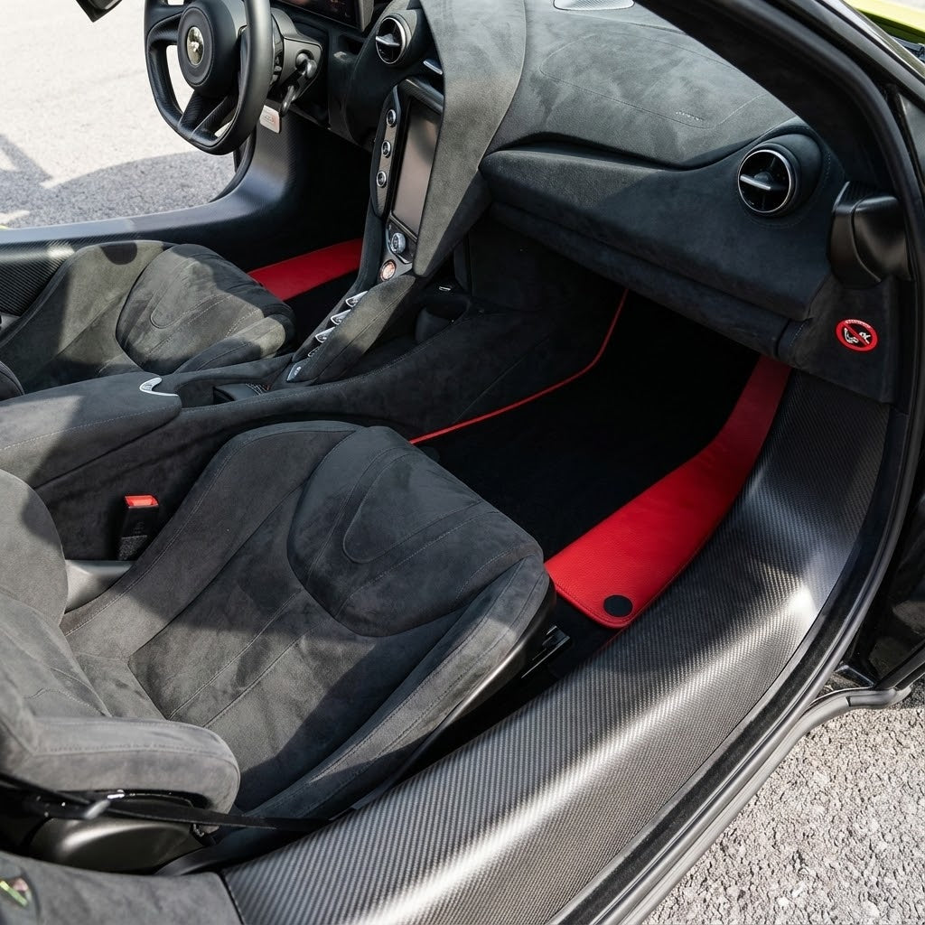 Customizable Leather Floor Mats with Symmetrical Hex Pattern for McLaren 750S (2023-2025) - AutoWin