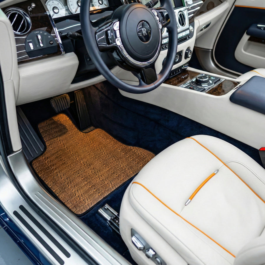 Tapetes de couro com estampado de crocodilo para carro para Rolls-Royce Dawn (2016-2023)