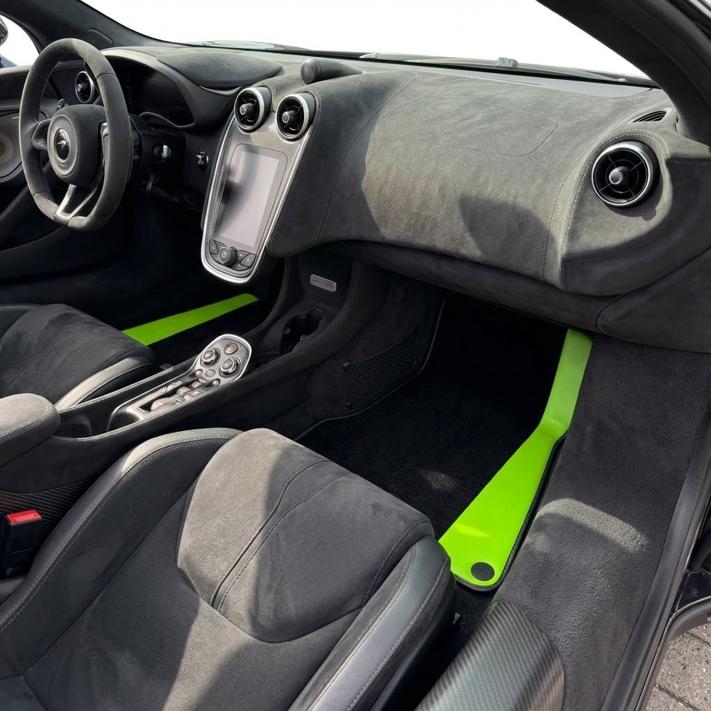 Customizable Leather Floor Mats with Triangle Pattern for McLaren 600LT (2018-2020) - AutoWin