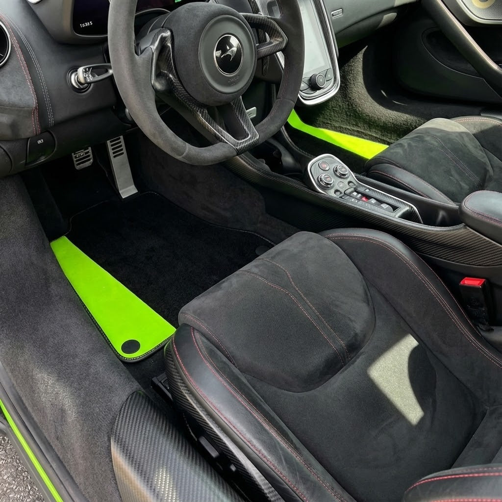 Customizable Leather Floor Mats with Hexagon Hex Pattern for McLaren 570S (2015-2021) - AutoWin