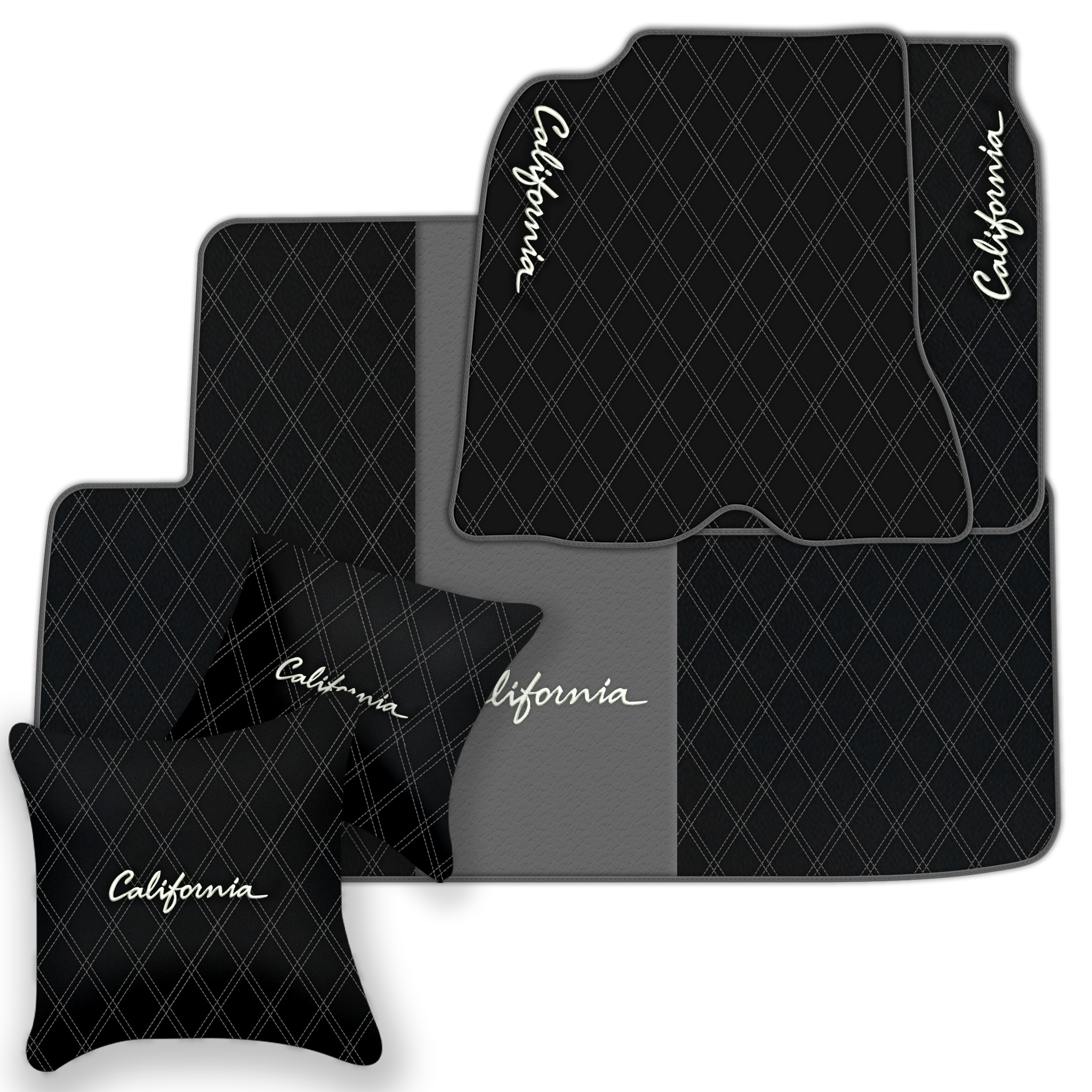 Orange Stitching Black Leather Floor Mats for Lamborghini Urus