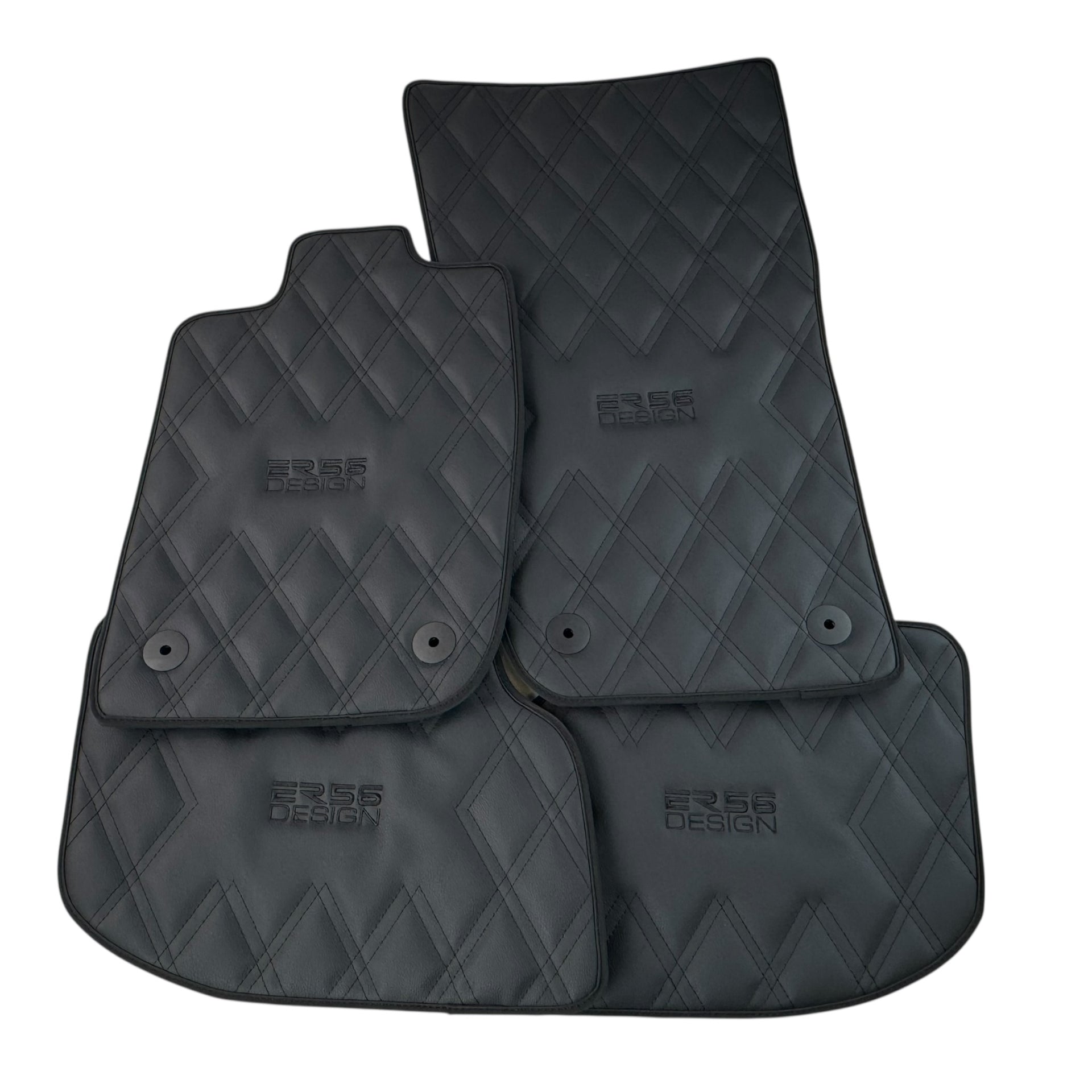 Bentley Continental GT (2018–2023) Black Floor Mats - with Leather | ER56 Design