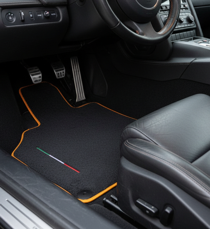 Custom Floor Mats for Lamborghini Gallardo with Yellow Trim