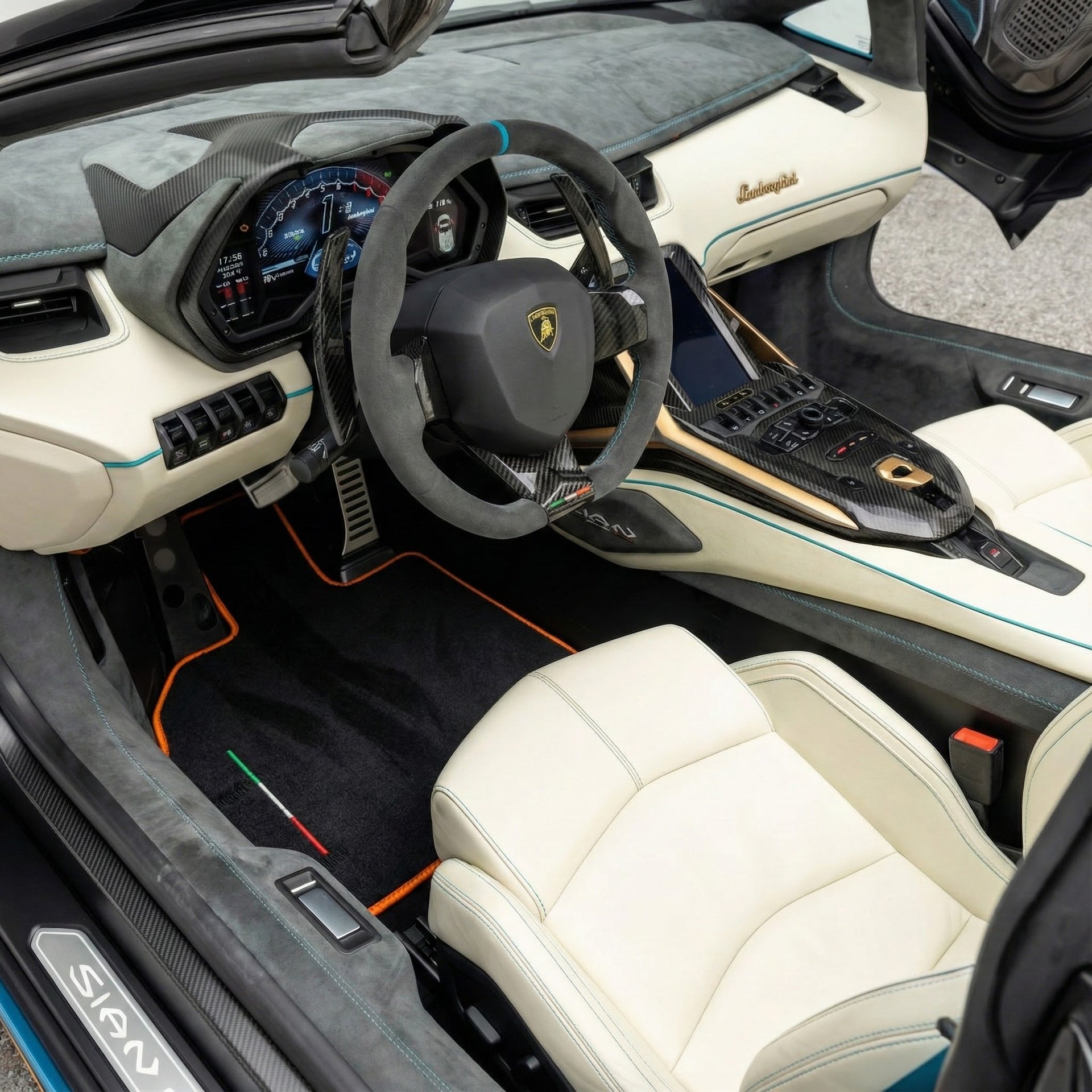 Customizable Leather Floor Mats with Triangle Pattern for Lamborghini Sian (2020-2022) - AutoWin